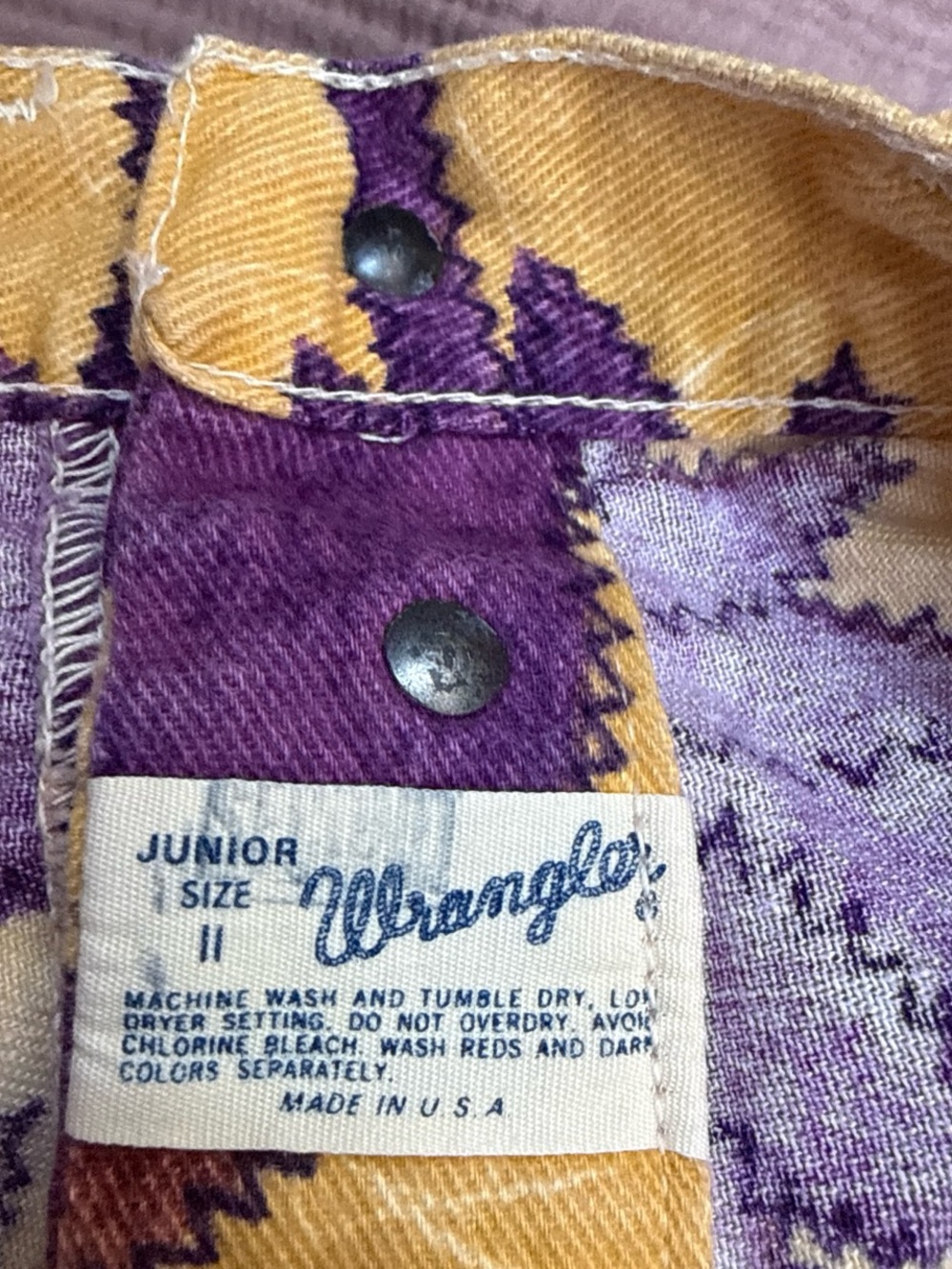 Vintage 60s 70s Wrangler Sunflower High Rise Denim Shorts XS 27 Waist - Picture 5 of 5
